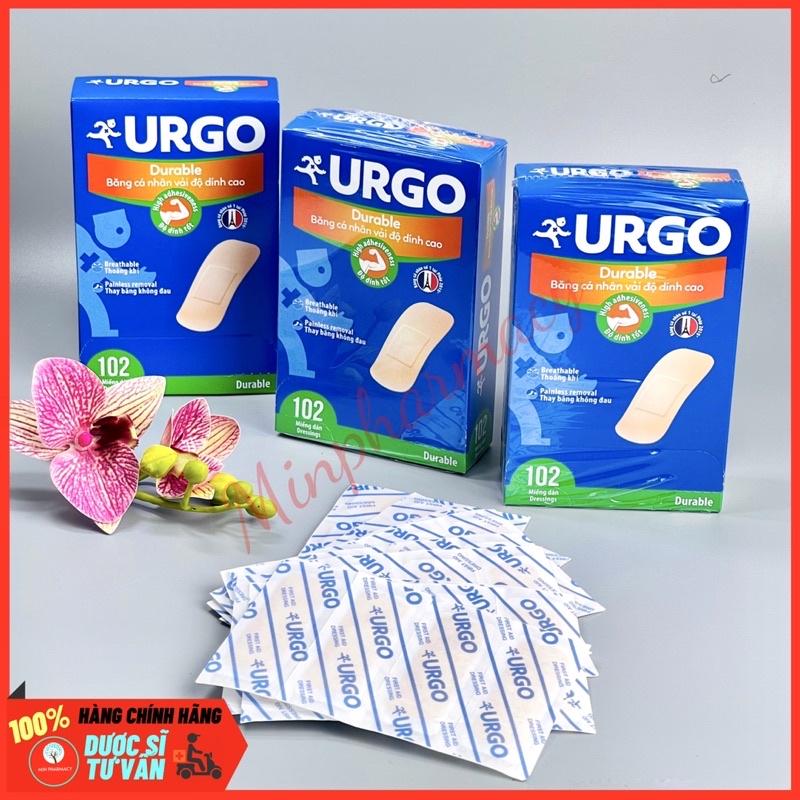 Băng cá nhân vải độ dính cao Urgo Durable (100 miếng/hộp) - Minpharmacy