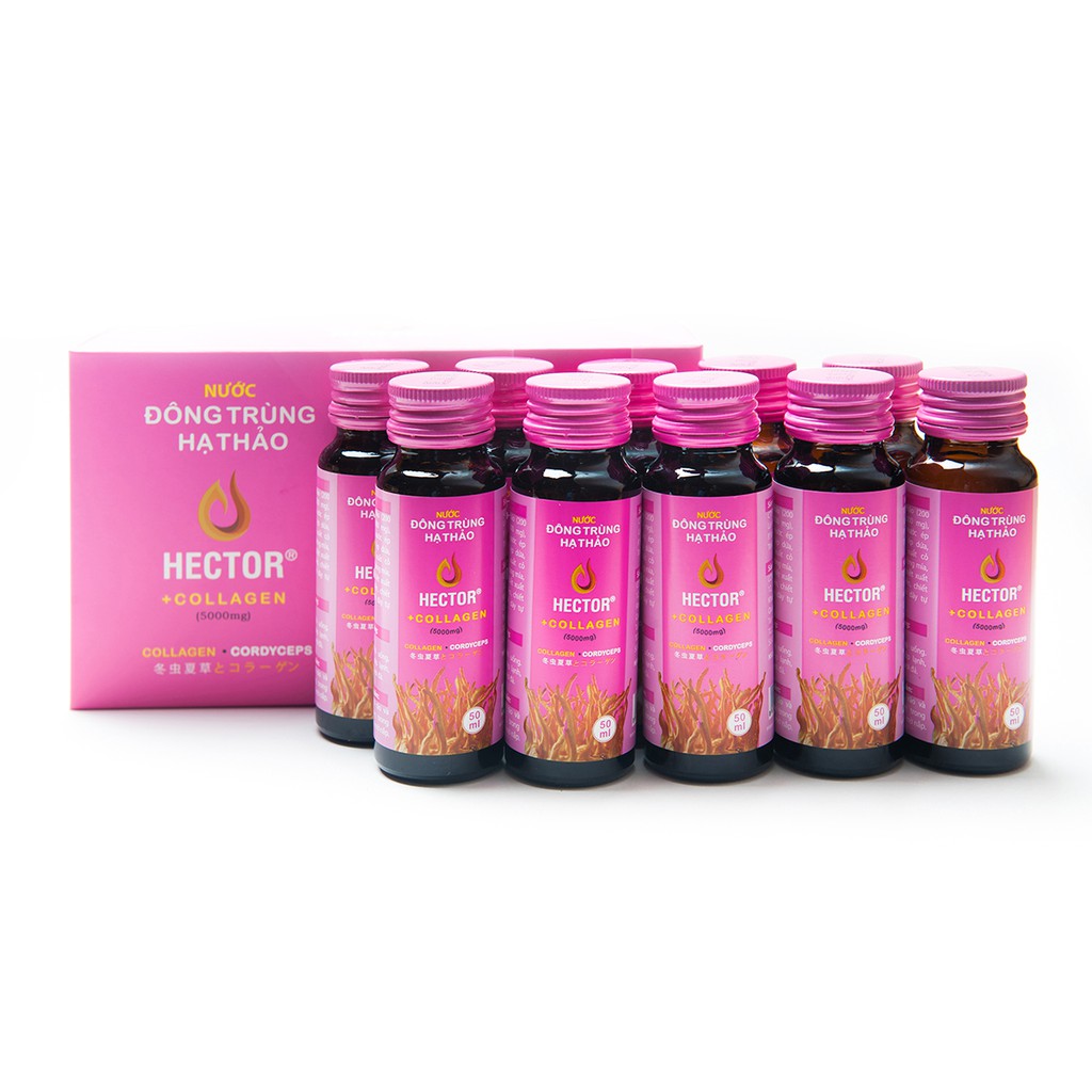 Nước Đông Trùng Hạ Thảo Hector Collagen Hộp 10 Chai Hector Cordyceps Collagen