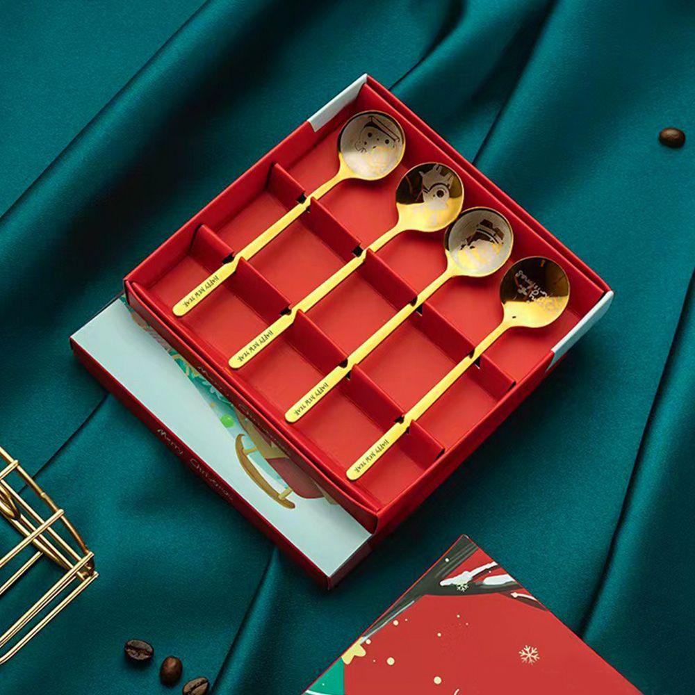 FOREVER Bộ Muỗng Nĩa Bằng Thép Không Gỉ Họa Tiết Giáng Sinh