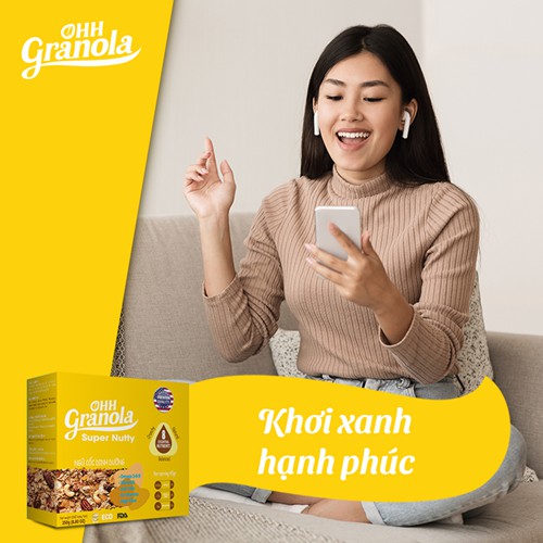 Combo 2 Ngũ Cốc Ăn Sáng - Xế - Tối Giảm Cân Ohh Granola dòng Healthy + Nutty (250 g/ hộp), từ hạt óc chó, mắc ca