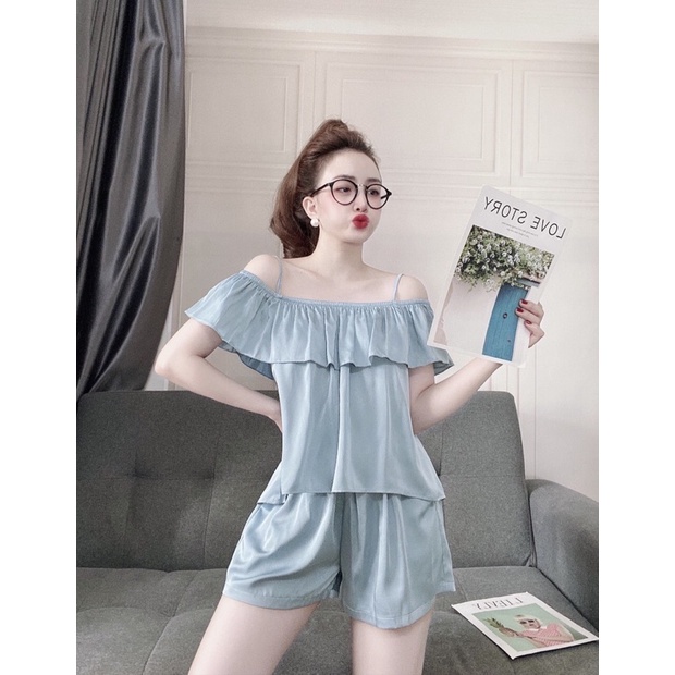 🎀 Vải xịn 🎀 Bộ lụa mặc Nhà Đồ Ngủ hai dây bẹt vai vải lụa cao cấp | BigBuy360 - bigbuy360.vn