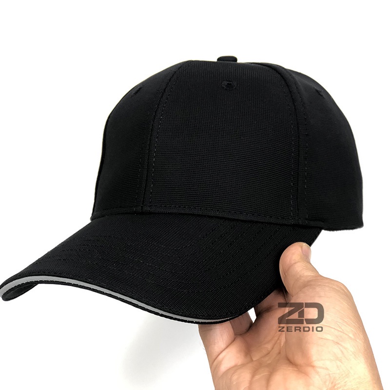 Nón kết nam nữ khóa đồng cao cấp, Mũ lưỡi trai viền trắng màu đen form cứng cáp M22