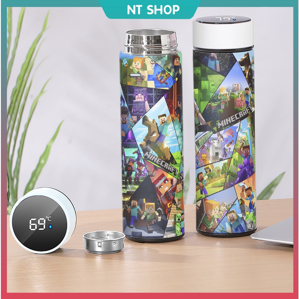 Bình Giữ Nhiệt Minecraft Lõi INOX (có đèn báo nhiệt độ)