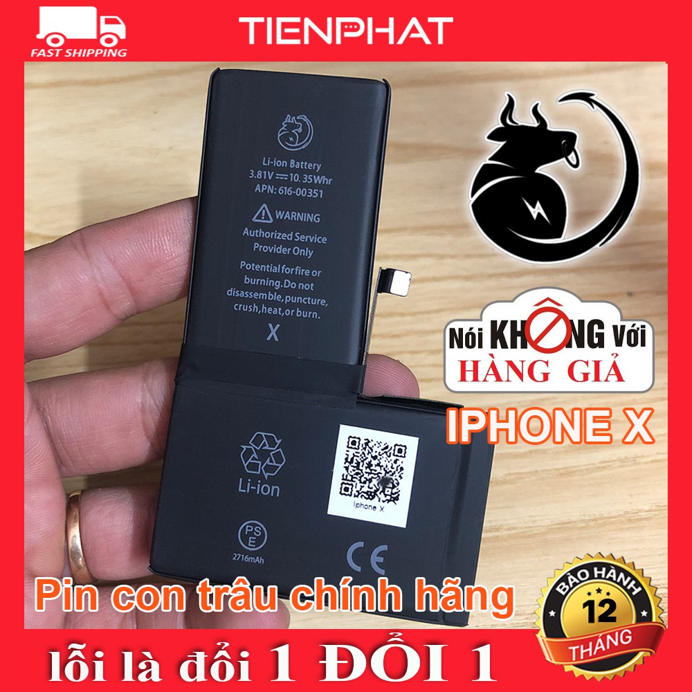 Pin BISON Iphone X chính hãng - Pin Con Trâu - BH 12 tháng online - Dung Lượng 2716 mAh