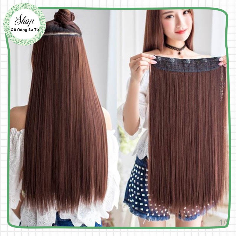 Tóc giả nữ kẹp dải để nối hoặc độn phồng – Dải tóc giả thẳng dài 50cm mềm mượt tự nhiên - Cô nàng sư tử
