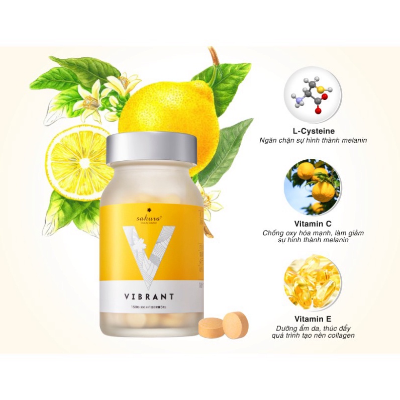 Viên uống trắng da, ngăn ngừa sạm nám Sakura Vibrant (150 viên)