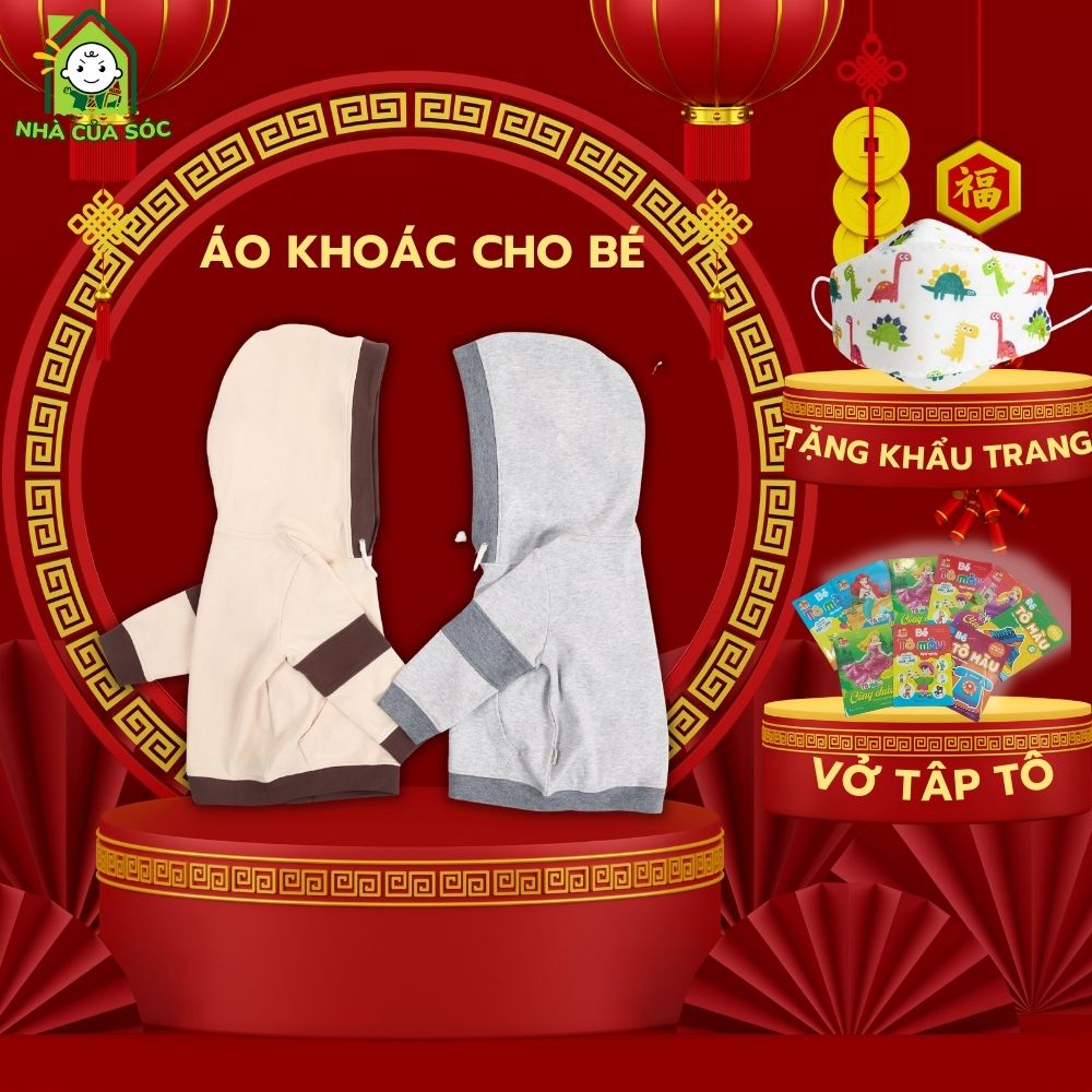 Áo khoác cho bé trai bé gái Ualarogo 6 tháng - 3 tuổi cotton nỉ sợi bông nhẹ ấm áp mùa đông 3914