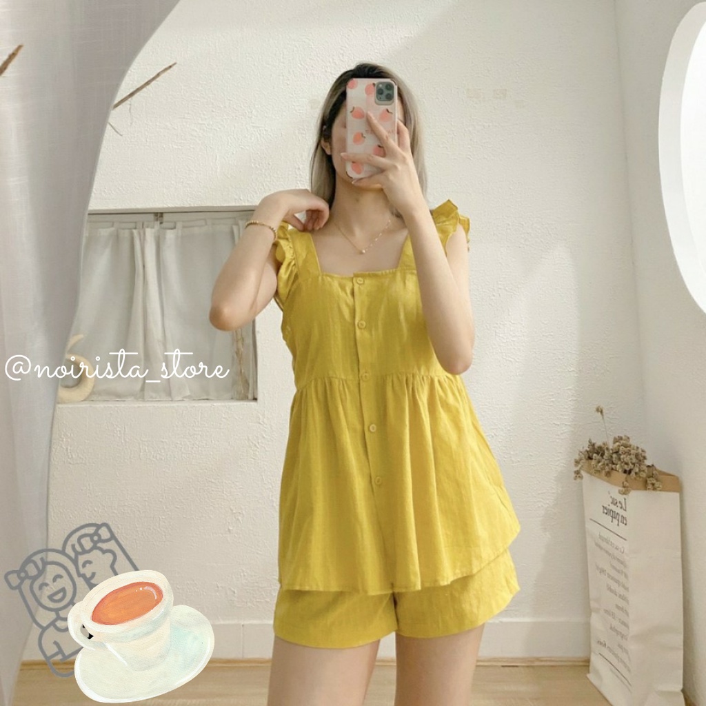 Bộ mặc nhà nữ áo cánh tiên chất đũi cực mát_BN07 | BigBuy360 - bigbuy360.vn