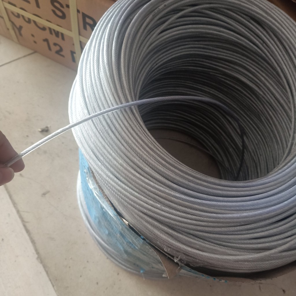 50 mét dây cáp lụa bọc phi 4mm kèm 2 khóa 2 nở sắt móc 1 tăng đơ ( tương ứng)