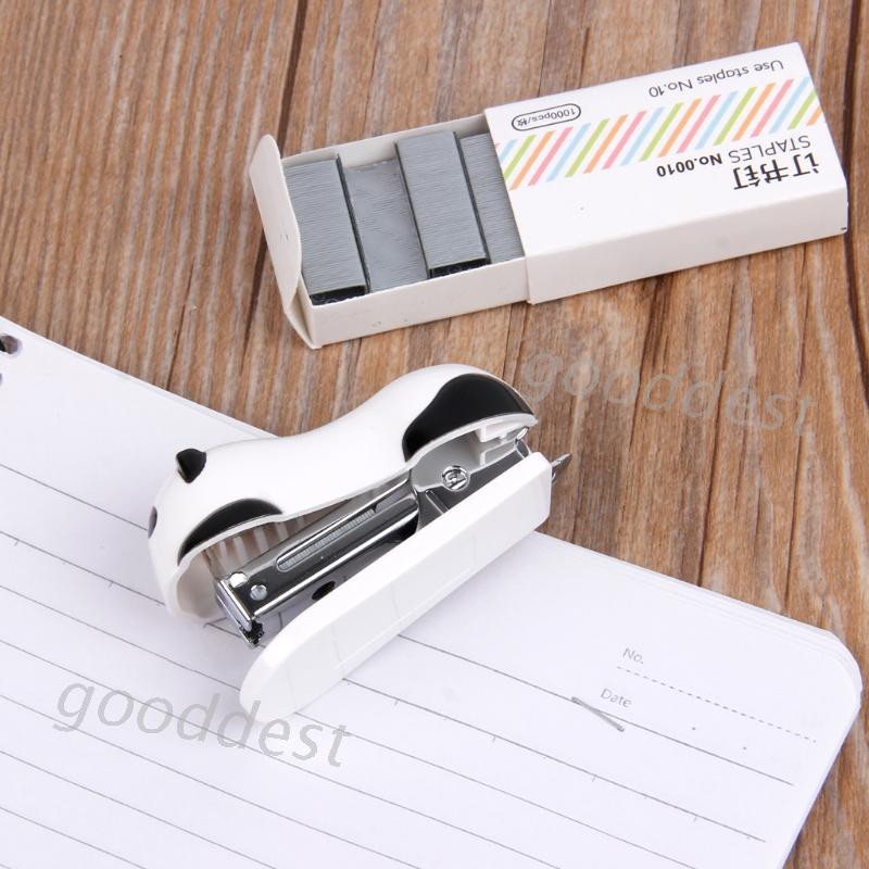 Bộ Dụng Cụ Dập Ghim Mini Hình Gấu Trúc Kèm 1000 Ghim