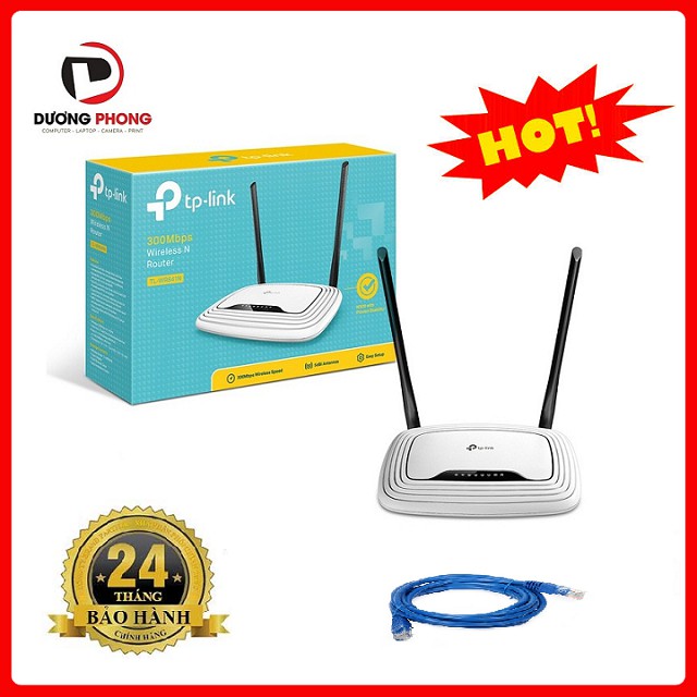 COMBO Bộ Wifi TP-Link WR841N-300MB + 3m dây mạng VSP Cat 6 xanh dương bấm sẵn 2 đầu