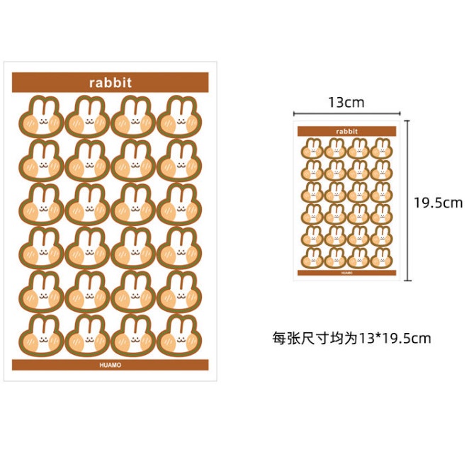 Bảng 24 miếng dán sticker đánh dấu trang dán dính giấy note mèo thỏ dễ thương BAG U STO055