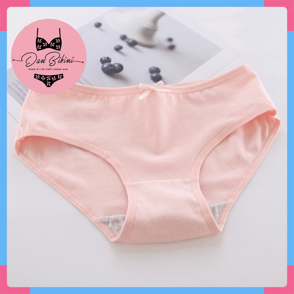 Quần Lót Nữ Cotton - Quần Lót nữ đính nơ viền ren cao cấp siêu co giãn DAN STORE mã SET06