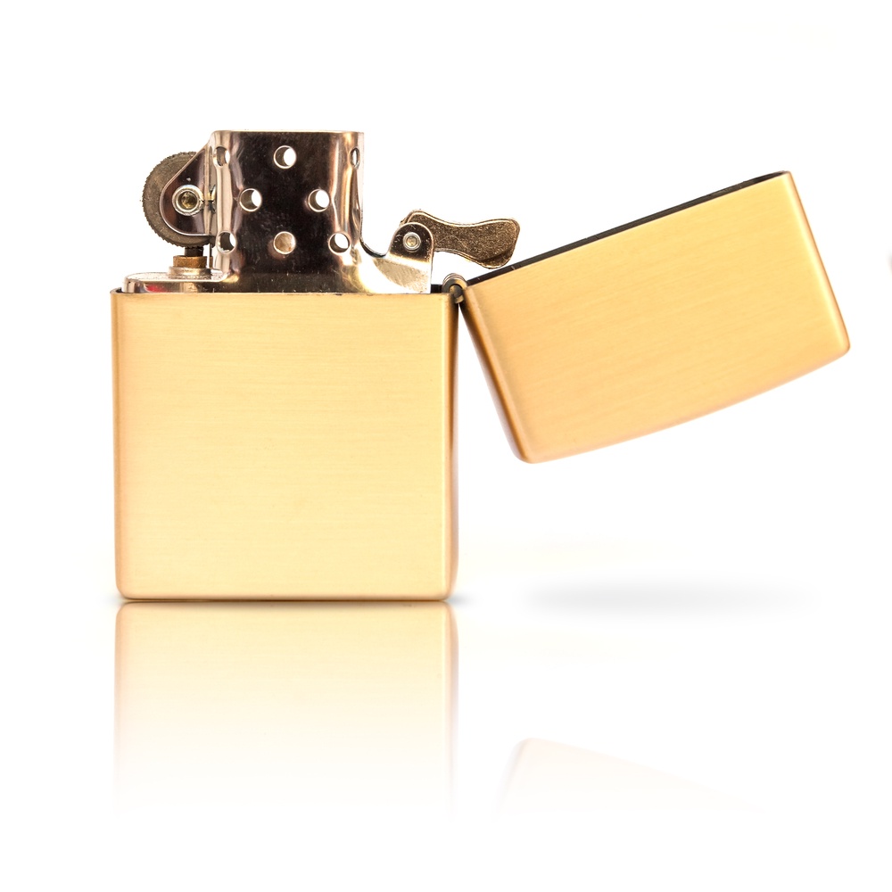 Bật zippo gold, hộp quẹt lõi vàng vỏ dày khắc 555 High Polished Brass- KenZ