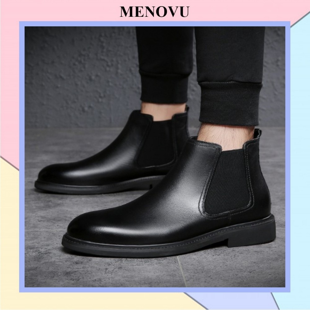 Giày boot da nam Menovu boot tăng chiều cao thời trang cao cấp BT28
