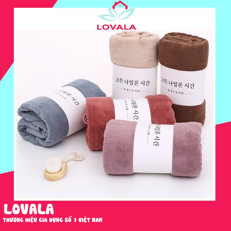 Khăn tắm lông cừu Hàn Quốc to cỡ lớn cho bé gái 140x70cm LOVALA KT01