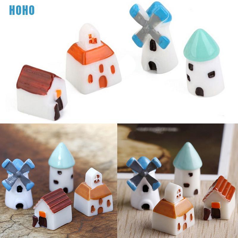 Bộ 4 Chong Chóng Hình Ngôi Nhà / Cối Xay Gió Mini Dùng Trang Trí Nhà Búp Bê Diy