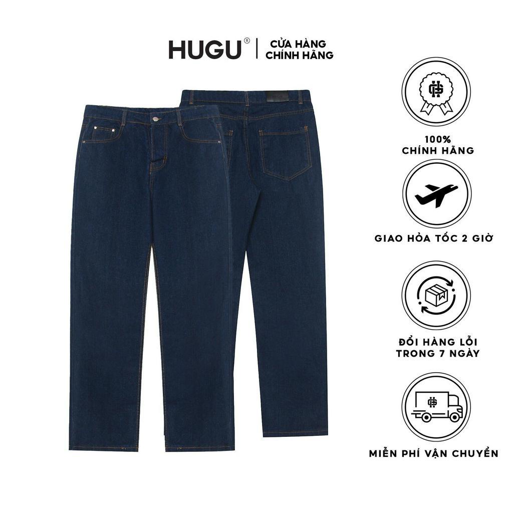 Quần jeans nam màu xanh HUGU - SOLID JEANS - thiết kế đơn giản, chất liệu denim