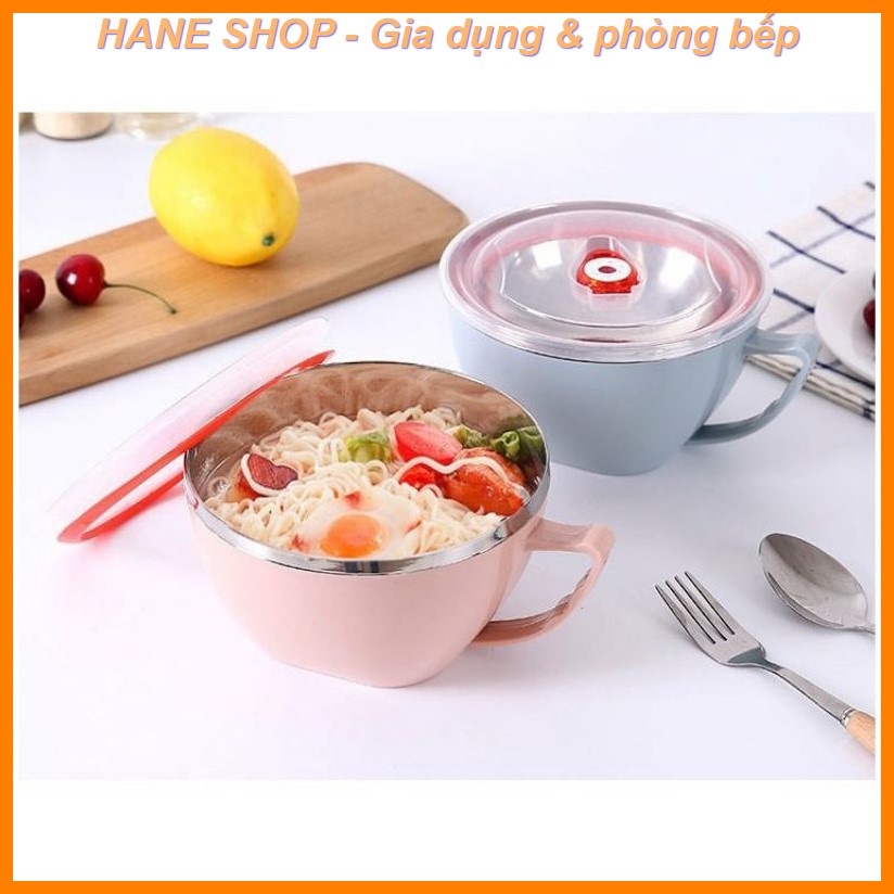 [Chọn màu]Ca ăn mì_/ Tô giữ nhiệt có nắp và quai cầm chống nóng tiện dụng size 14cm hình hoạ tiết xinh xắn nhiều màu