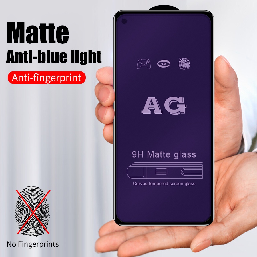 Kính Cường Lực Nhám Chống Ánh Sáng Xanh AG Full Màn Cho Realme 8 7 6 5 3 Pro 5i 6i 7i C2 C3 C11 C12 C15 C20 C21 C25 C25s C21Y Narzo 20 30A X50 X3 SuperZoom