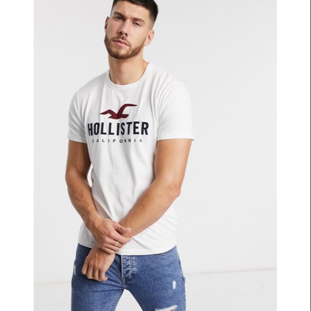 Áo thun logo thêu Hollister