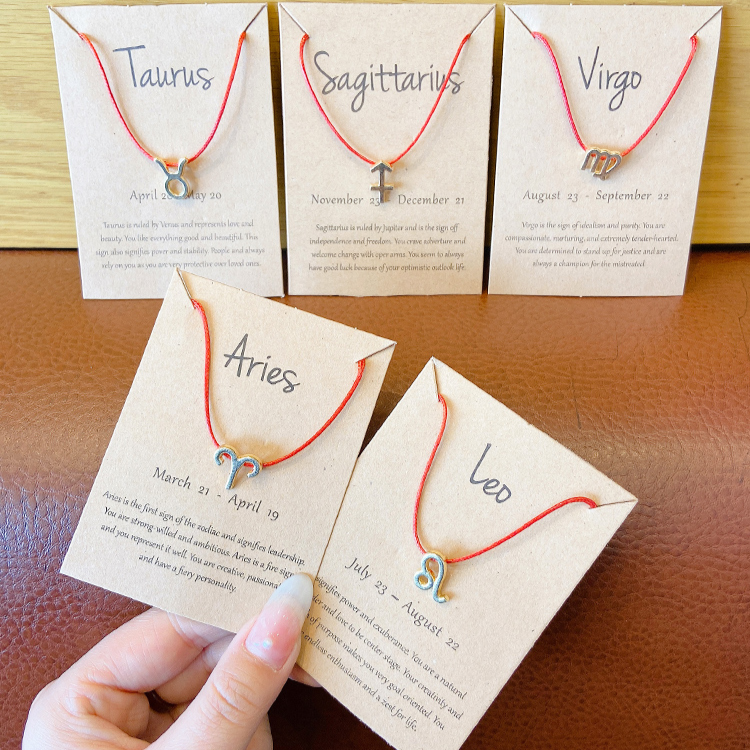 [Mã FAMAYFA giảm 10K đơn 50K] Vòng Tay Có Mặt Hình Cung Hoàng Đạo Màu Đỏ Dành Cho Cặp Đôi