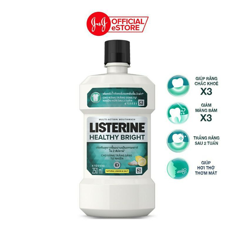 Listerine Healthy bright 250ml giúp răng trắng sáng