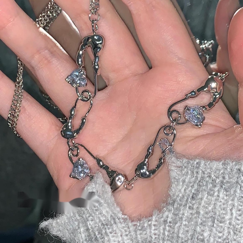 Dây chuyền mặt hình ghim cài và hình trái tim thời trang sang trọng 19A1633