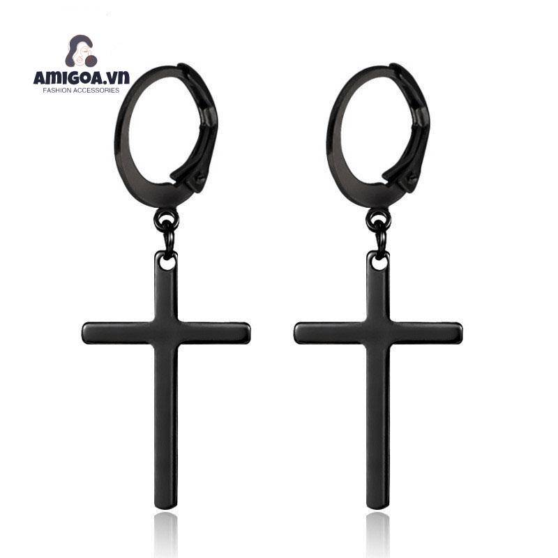 ✨✨Đen Punk Không Phẫu Thuật Thép Bông Tai Nam Nữ Nhỏ Vintage Hip Hop Tai Phụ Kiện Trang Sức Bông Tai Bán Buôn