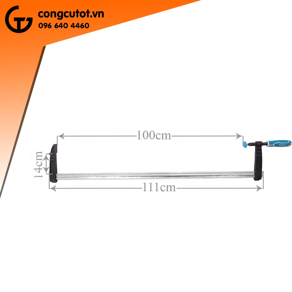 Cảo kẹp gỗ chữ F 140 x 1000 mm lực kẹp 550kg Total