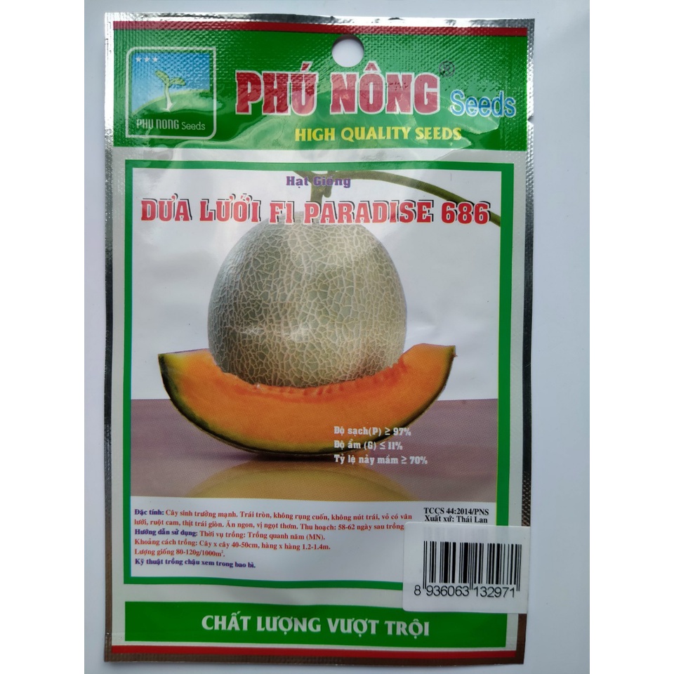 Hạt giống dưa lưới F1 Paradise ngắn ngày, ruột cam, trái tròn bịch 10 hạt