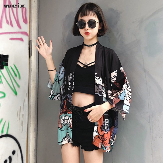 ⭐mùa hè Áo Khoác Kimono Phong Cách Trung Hoa Cho Nam Và Nữ Áo khoác kimono phong cách Harajuku họa tiết độc đáo thời trang cho nữ