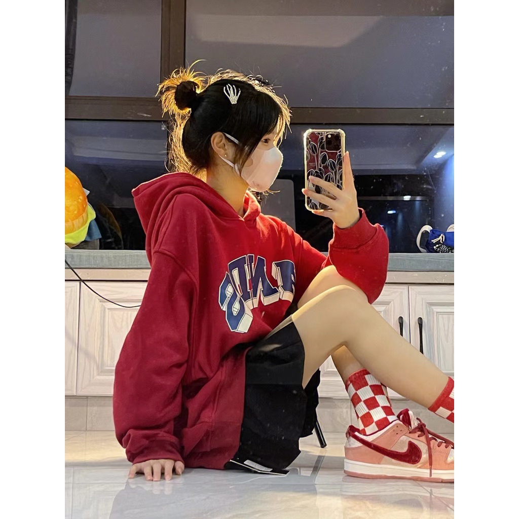 NRVP Áo Hoodie Tay Dài Oversize In Họa Tiết Phong Cách Hàn Quốc Kiểu Mới Cho Nam / Nữ