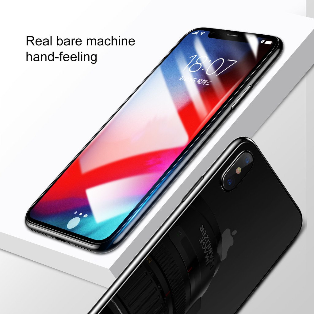 Bộ kính cường lực 3D trong suốt 2 mặt Trước & Sau Baseus cho iPhone Xs Max 6.5 inch