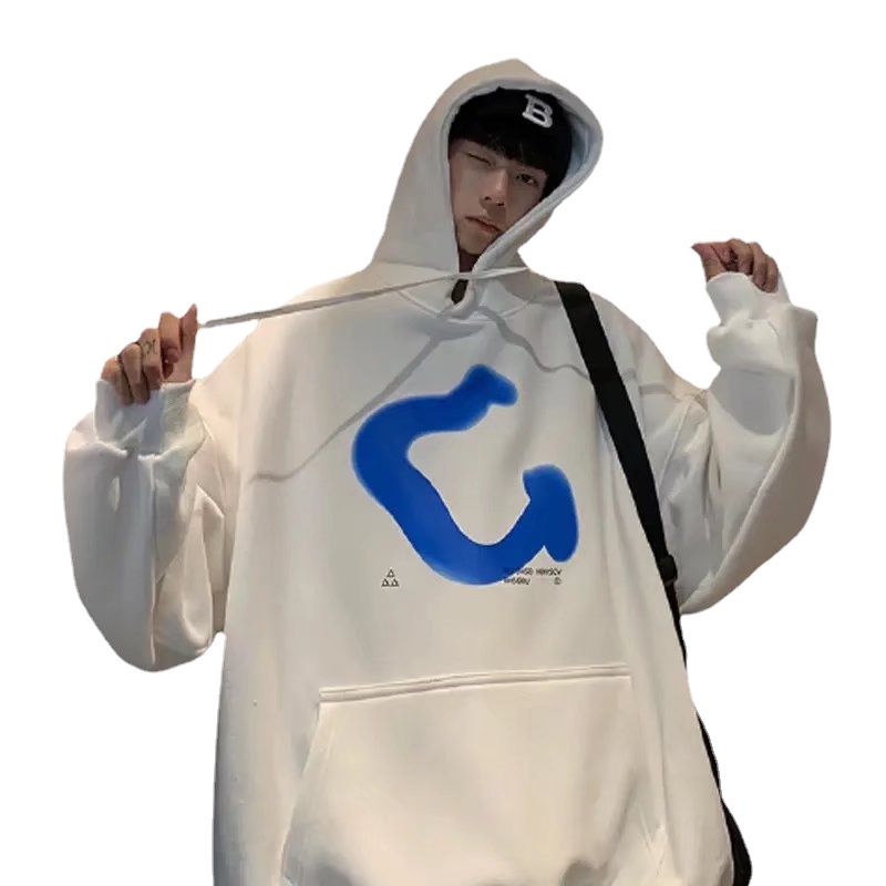 Áo Hoodie Thể Thao Dáng Rộng In Chữ Phong Cách Hip Hop Đường Phố Hàn Quốc Cỡ M-5XL Cho Nam