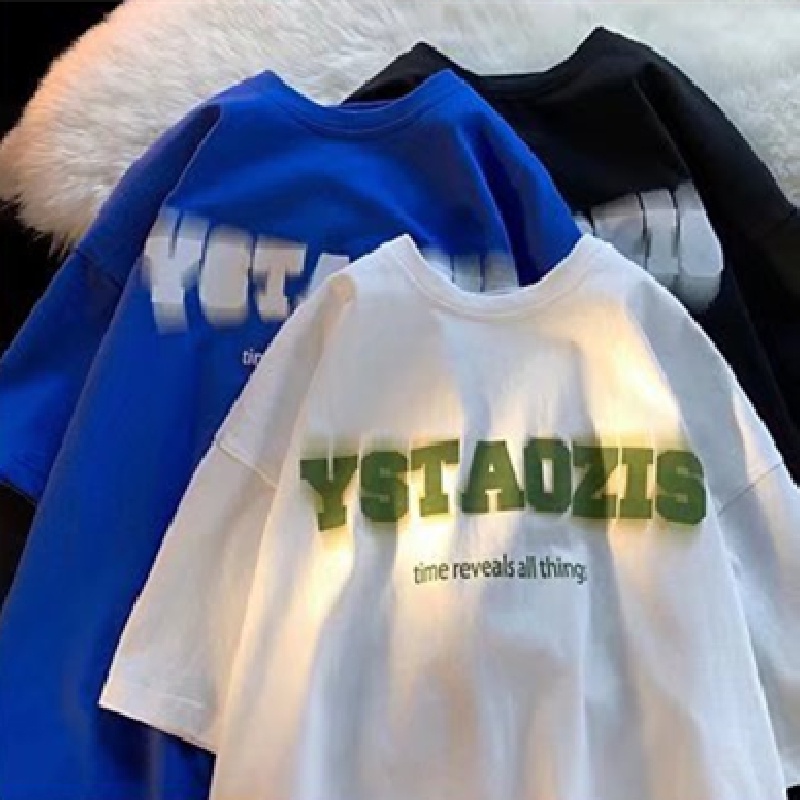 Áo Thun Nam Tay Ngắn Dáng Rộng In Chữ Phong Cách Hàn Quốc Thời Trang Mùa Hè Size M-5XL