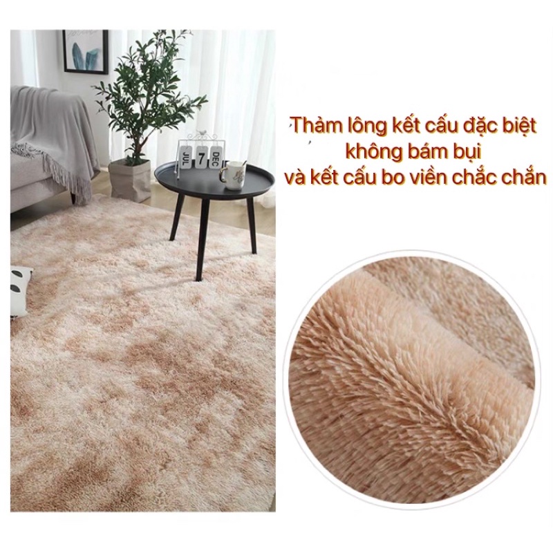 Thảm lông loang trải sàn sợi lông dầy dặn bo viền kích thước 1m6*2m