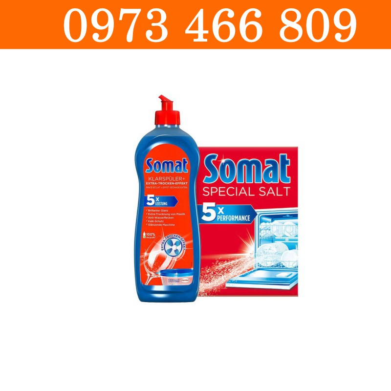 Combo Bột rửa bát Somat 1.2kg + muối làm mềm nước somat 1.2kg + nước làm bóng bát somat 750ml