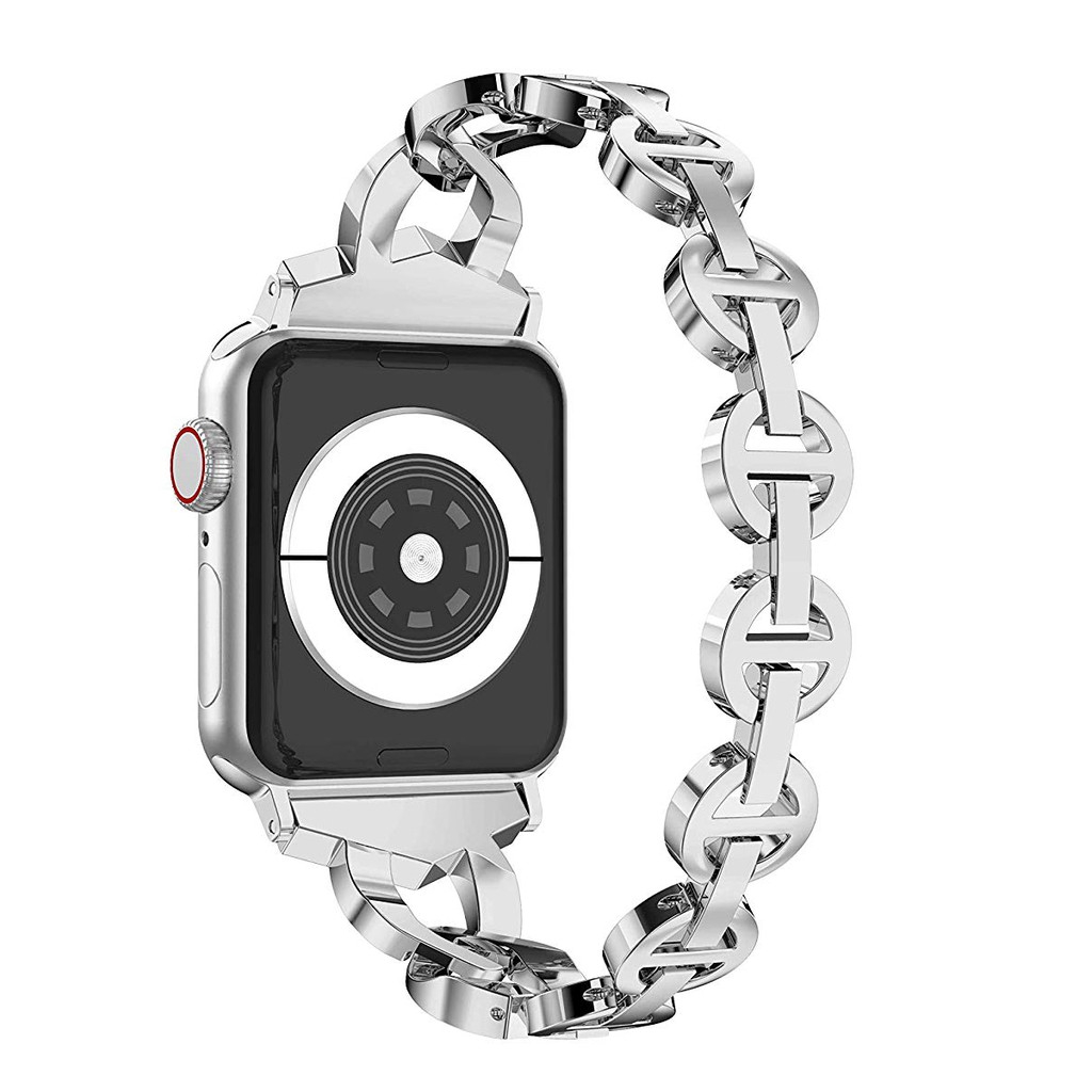 Dây đeo đồng hồ bằng inox đính kim cương cho Apple Watch band 38mm 42mm 40mm 44mm series 6 SE 5 4 3 2 1