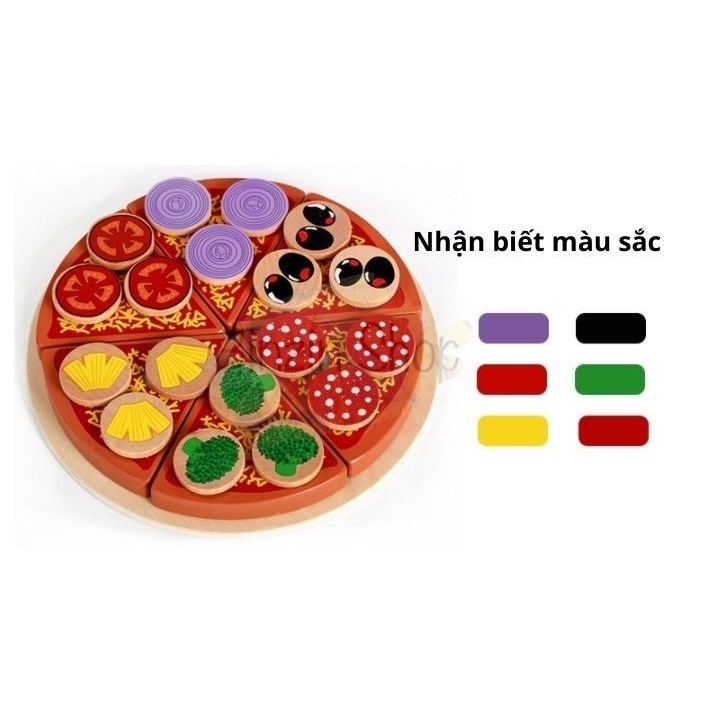 Đồ chơi cắt bánh pizza bằng gỗ cho bé