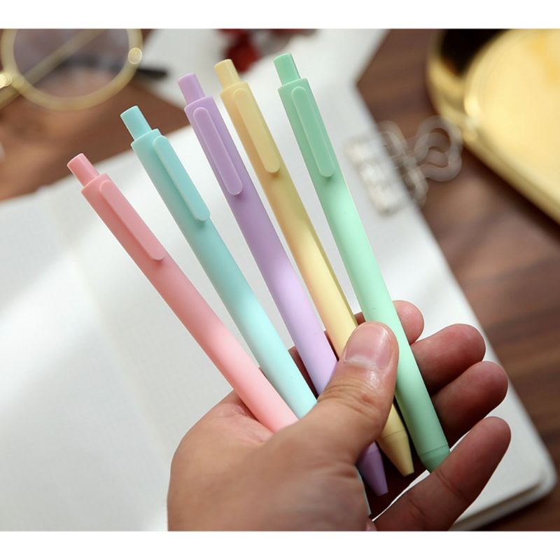 Bút gel mực đen ngòi 0,5mm vỏ pastel retro nhám