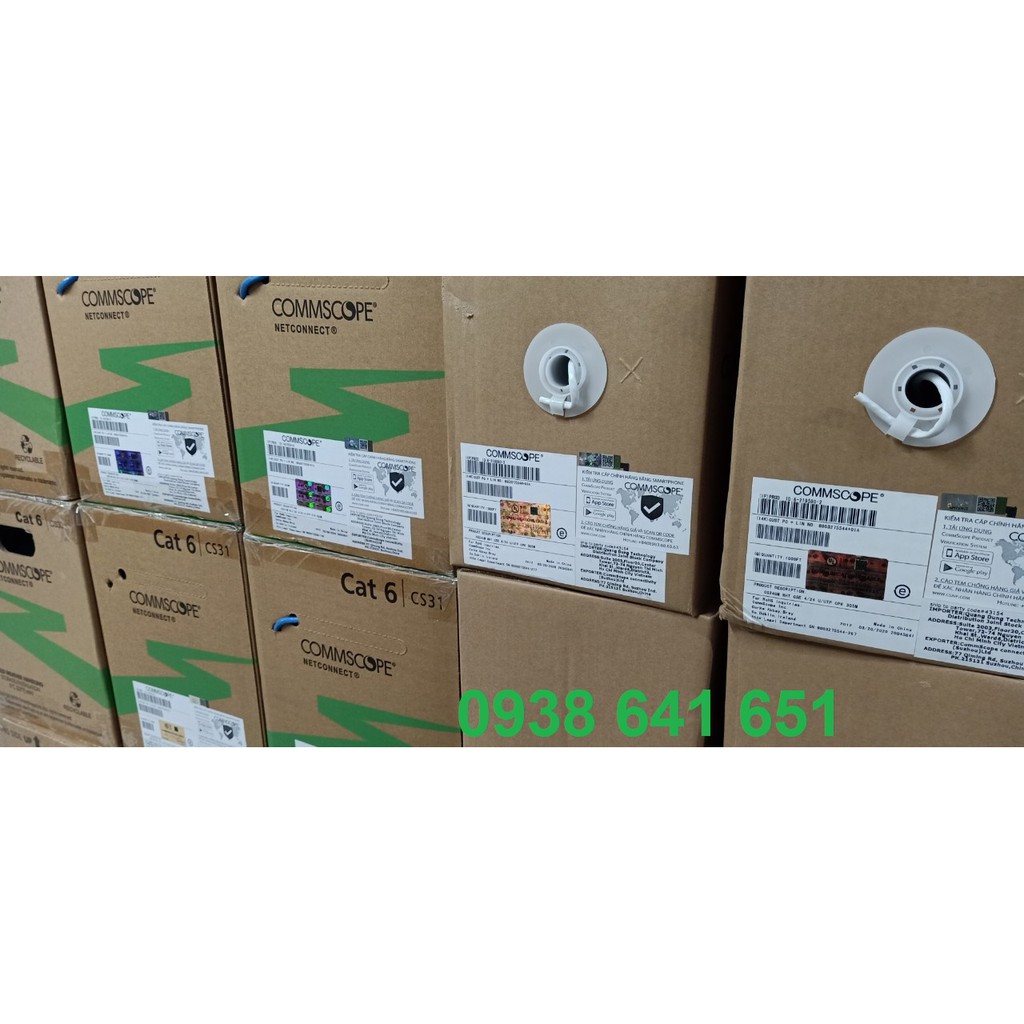 Dây cáp mạng Cat6 AMP  UTP màu xanh 1427254-6 hoặc 1427071-6 có CO, CQ. Hàng chính hãng