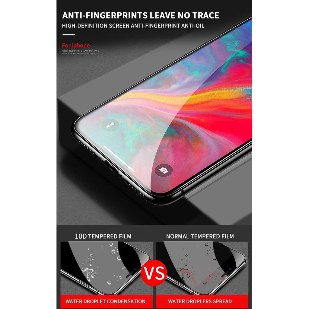Kính Cường Lực 10D Bảo Vệ Toàn Màn Hình Cho iPhone 13 12 11 Pro 6 6S 7 8 Plus X XR XS Max