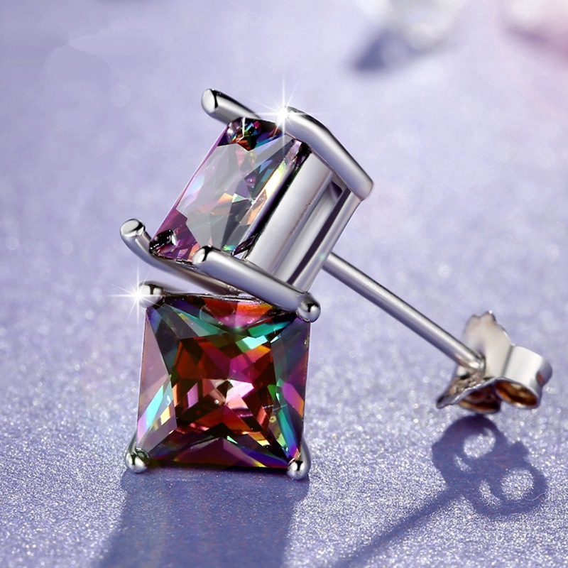 Diamond Color S925 Silver Men Women Cool Earrings