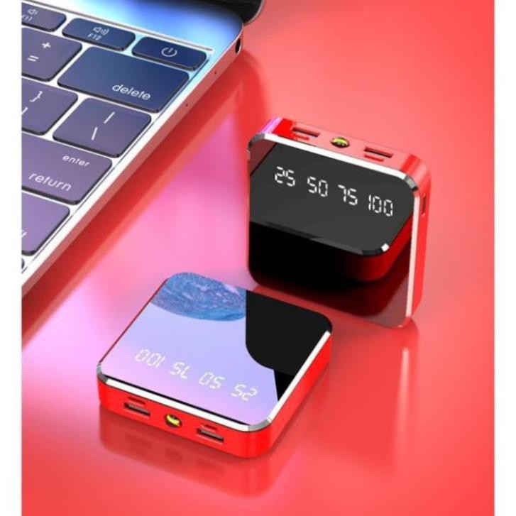 Sạc Dự Phòng 5000Mah Mặt Kính hiển thị pin.2USB có đèn