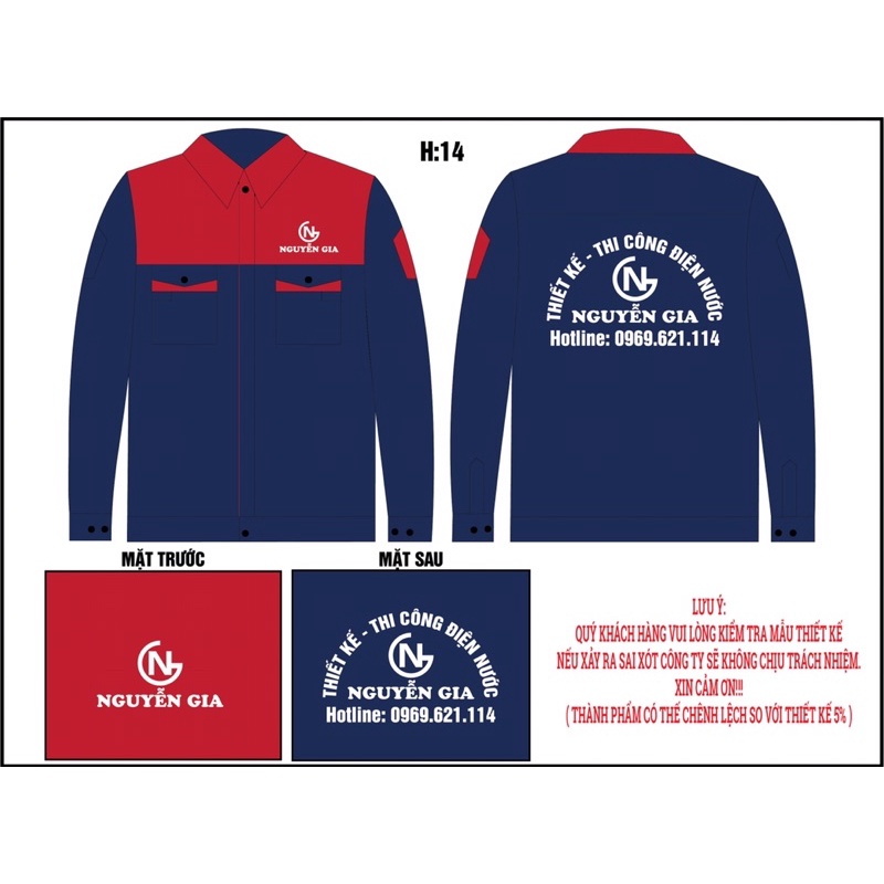 Bộ quần áo bảo hộ lao động vải kaki 3.1, hàng may kĩ HD09