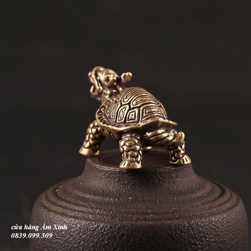 Tượng Long Quy bằng đồng làm phụ kiện tiểu cảnh, phụ kiện bàn trà, trang trí bonsai, trang trí bàn làm việc