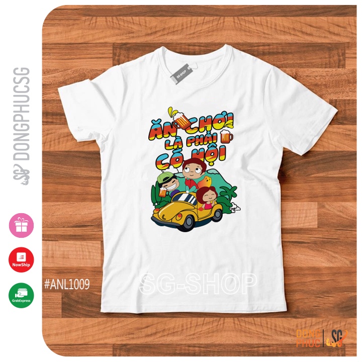 Áo thun hội nhóm độc đáo form unisex nam nữ thun cotton dày dặn mềm mịn màu trắng ANL1009 | SG