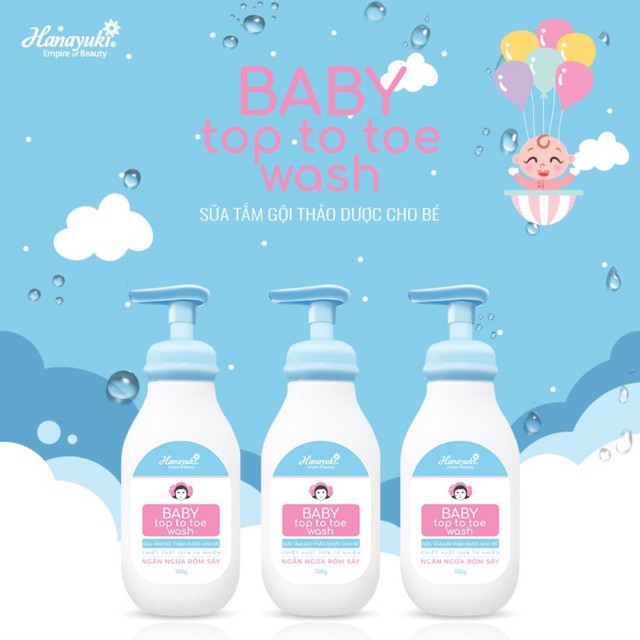 ❤️ FREESHIP ❤️ HANAYUKI - Sữa tắm gội cho bé BABY TOP TO TOE WASH Hanayuki Baby