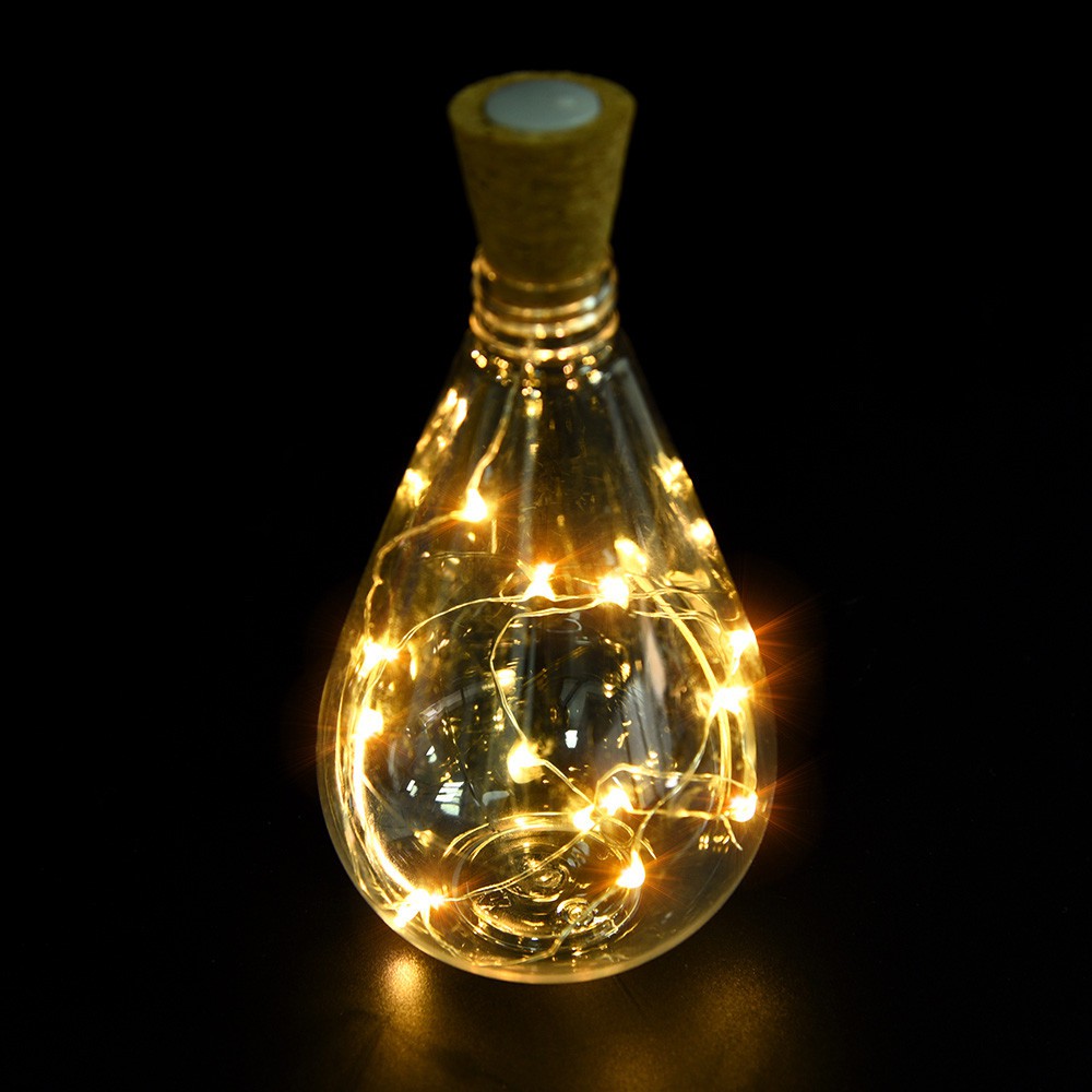 Combo Dây đèn Led trang trí hình nút chai 2m dùng pin (Các màu) - Bảo hành 1 năm